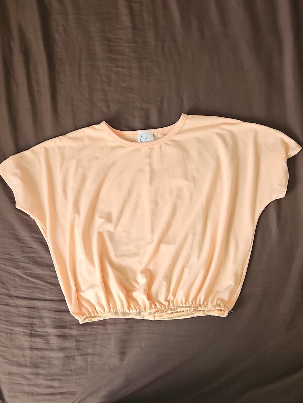 Olivia Rae Peach Elastic-Hem Crop Top